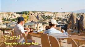  Presentation with cappadocia - PPT theme with family-of-father-and-daughter background and a tawny brown colored foreground