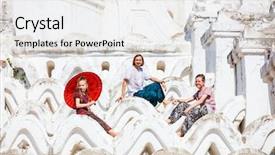  Presentation with family history - Cool new PPT theme with family of father and kids backdrop and a white colored foreground