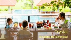  Presentation with restaurant family - Slide deck having family-of-father-and-kids background and a coral colored foreground