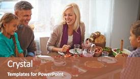  Presentation with happy thanksgiving - Presentation theme enhanced with family of four celebrating thanksgiving background and a red colored foreground