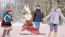  Presentation with winter family - PPT theme with family of four dance background and a coral colored foreground