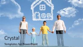  Presentation with dream - Presentation theme with family of four dreams background and a light blue colored foreground