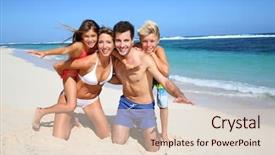  Presentation with fun - PPT theme with family of four having fun background and a lemonade colored foreground