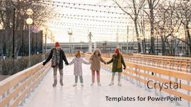  Presentation with ice rink - Presentation design consisting of family-of-four-holding-hands background and a lemonade colored foreground