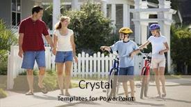  Presentation with walking together - Cool new slides with family of four walking together backdrop and a coral colored foreground