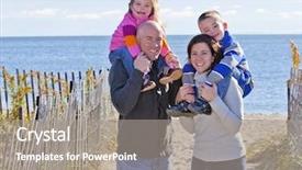  Presentation with winter family - Amazing slides having family of four at the beach in winter portrait backdrop and a gray colored foreground