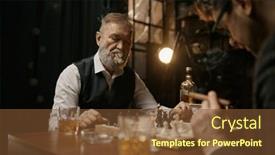  Presentation with whiskey - PPT theme consisting of family-of-intelligent-people-playing background and a tawny brown colored foreground