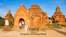  Presentation with ancient temples - Presentation theme consisting of visiting ancient temples in bagan background and a yellow colored foreground