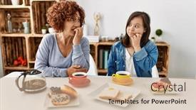  Presentation with down syndrome - PPT theme consisting of family-of-mother-and-down background and a coral colored foreground