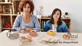  Presentation with down syndrome - Slide deck with family-of-mother-and-down background and a soft green colored foreground