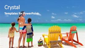  Presentation with water ocean - Audience pleasing PPT layouts consisting of family of mother and kids backdrop and a teal colored foreground