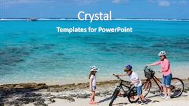  Presentation with biking - Theme with family of mother and kids background and a teal colored foreground