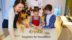  Presentation with christmas kids - Audience pleasing presentation design consisting of family of mother and kids baking cookies at home on xmas eve beautifully decorated room christmas tree and lights on background backdrop and a soft green colored foreground