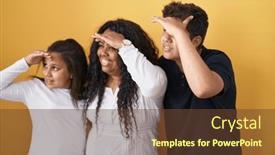  Presentation with far away - Presentation design consisting of family-of-mother-daughter background and a tawny brown colored foreground