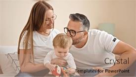  Presentation with mother baby - Slide deck featuring family-of-mother-father background and a coral colored foreground