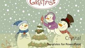  Presentation with snowmen - Beautiful PPT layouts featuring family of snowmen dresses up a fur-tree backdrop and a soft green colored foreground