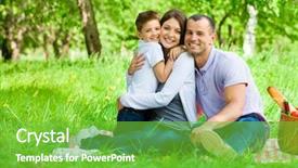  Presentation with picnic - Amazing presentation theme having family of three has picnic backdrop and a seafoam green colored foreground