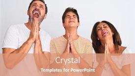  Presentation with father son hands - PPT layouts enhanced with family-of-three-mother-father background and a coral colored foreground