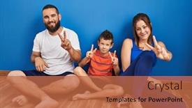  Presentation with floor - PPT theme with family-of-three-sitting background and a red colored foreground