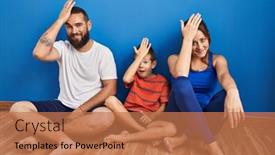  Presentation with floor - PPT theme enhanced with family-of-three-sitting background and a coral colored foreground