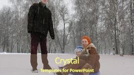  Presentation with winter family - Audience pleasing PPT theme consisting of family of three with sled winter backdrop and a tawny brown colored foreground