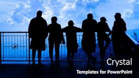  Presentation with tourists - Colorful PPT theme enhanced with family-of-tourists-sightseeing-sight backdrop and a black colored foreground