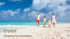  Presentation with happy holiday - Colorful PPT theme enhanced with interior of hotel bedroom with double size bed backdrop and a mint green colored foreground.