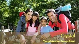  Presentation with family day - Cool new theme with family on a hiking day backdrop and a tawny brown colored foreground