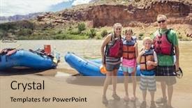  Presentation with rafting - Colorful slides enhanced with family on a rafting trip backdrop and a coral colored foreground