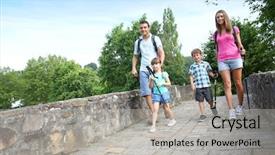  Presentation with crossing bridge - Theme enhanced with family on a rambling journey background and a light gray colored foreground