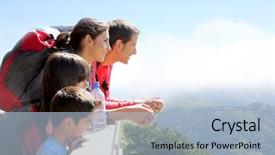  Presentation with family day - Amazing PPT layouts having family on a trek day backdrop and a light blue colored foreground