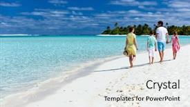  Presentation with tropical - Presentation design with family on a tropical beach background and a white colored foreground