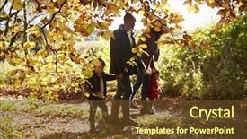  Presentation with woodland - PPT layouts having family on autumn walk in woodland together background and a tawny brown colored foreground