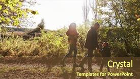  Presentation with woodland - Colorful theme enhanced with family on autumn walk in woodland together backdrop and a tawny brown colored foreground