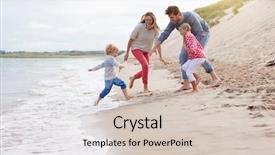  Presentation with vacation - Slides enhanced with family on beach vacation playing background and a soft green colored foreground