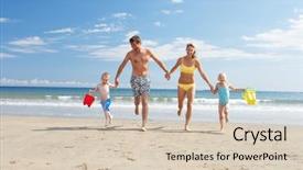  Presentation with family dreams of vacation - Theme having family on beach vacation background and a lemonade colored foreground