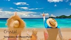  Presentation with old couple - Colorful PPT layouts enhanced with family-on-beach-young-couple backdrop and a gold colored foreground