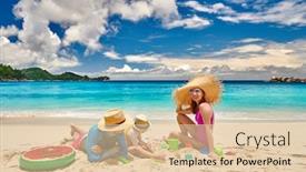 Presentation with old couple - Beautiful PPT theme featuring family-on-beach-young-couple backdrop and a lemonade colored foreground
