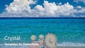  Presentation with old couple - Beautiful PPT theme featuring family-on-beach-young-couple backdrop and a teal colored foreground