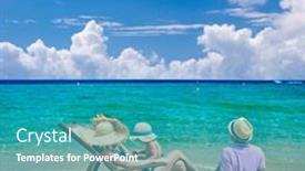  Presentation with old couple - Slide deck with family-on-beach-young-couple background and a teal colored foreground