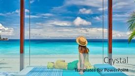  Presentation with old young - PPT theme with family-on-beautiful-petite-anse background and a teal colored foreground