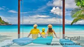  Presentation with old couple - Slide set with family-on-beautiful-petite-anse background and a light blue colored foreground