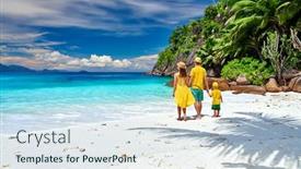  Presentation with old couple - Colorful theme enhanced with family-on-beautiful-petite-anse backdrop and a sky blue colored foreground
