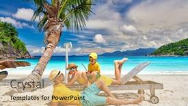  Presentation with beautiful skin and beach - PPT theme featuring family-on-beautiful-petite-anse background and a coral colored foreground
