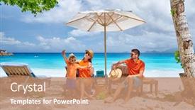  Presentation with summer sun - PPT theme having family-on-beautiful-petite-anse background and a coral colored foreground