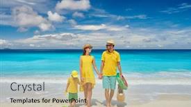  Presentation with beautiful skin and beach - Slide set having family-on-beautiful-petite-anse background and a coral colored foreground