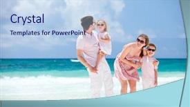  Presentation with caribbean - Theme enhanced with family on caribbean beach vacation background and a light blue colored foreground