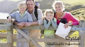  Presentation with path - Slides featuring family on cliffside path leaning background and a coral colored foreground