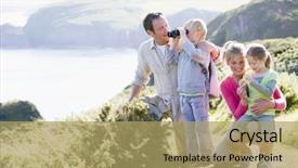  Presentation with path - Presentation theme having family on cliffside path using background and a yellow colored foreground