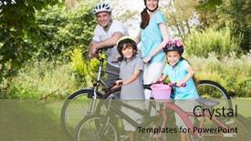  Presentation with cycle safety - Slide deck with family on cycle ride background and a violet colored foreground